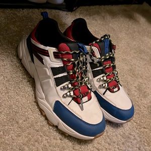 Zara Sneaker, Trio Color , White, Red And Blue. used Only 1 time.